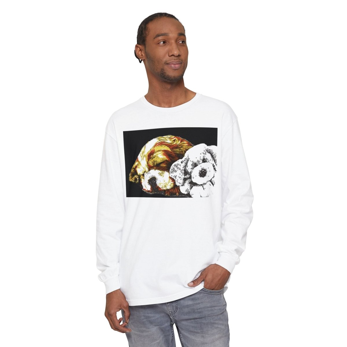 Cozy Cocker spaniel puppy & Plush Toy Long Sleeve T-Shirt for Animal Lovers - Curran Artworks