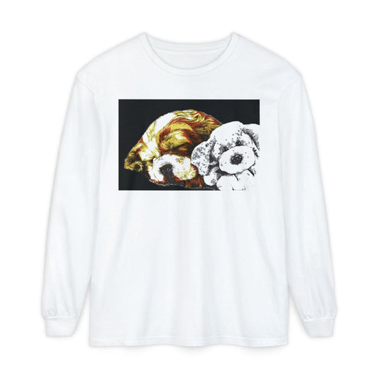 Cozy Cocker spaniel puppy & Plush Toy Long Sleeve T-Shirt for Animal Lovers - Curran Artworks