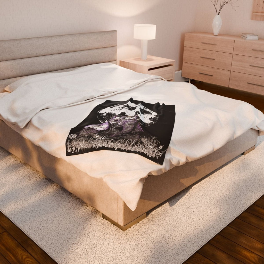 Cozy Elephant Moon Velveteen Plush Blanket - Perfect for Home Decor & Gifts - Curran Artworks