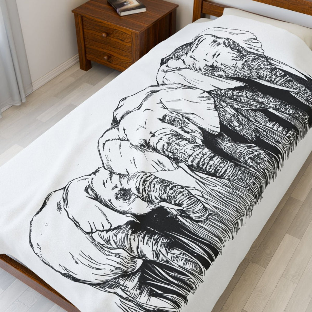 Cozy Elephant Velveteen Plush Blanket - Perfect for Home Decor and Gifting - Curran Artworks