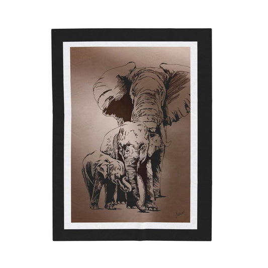 Cozy Elephant Velveteen Plush Blanket - Perfect for Nature Lovers - Curran Artworks