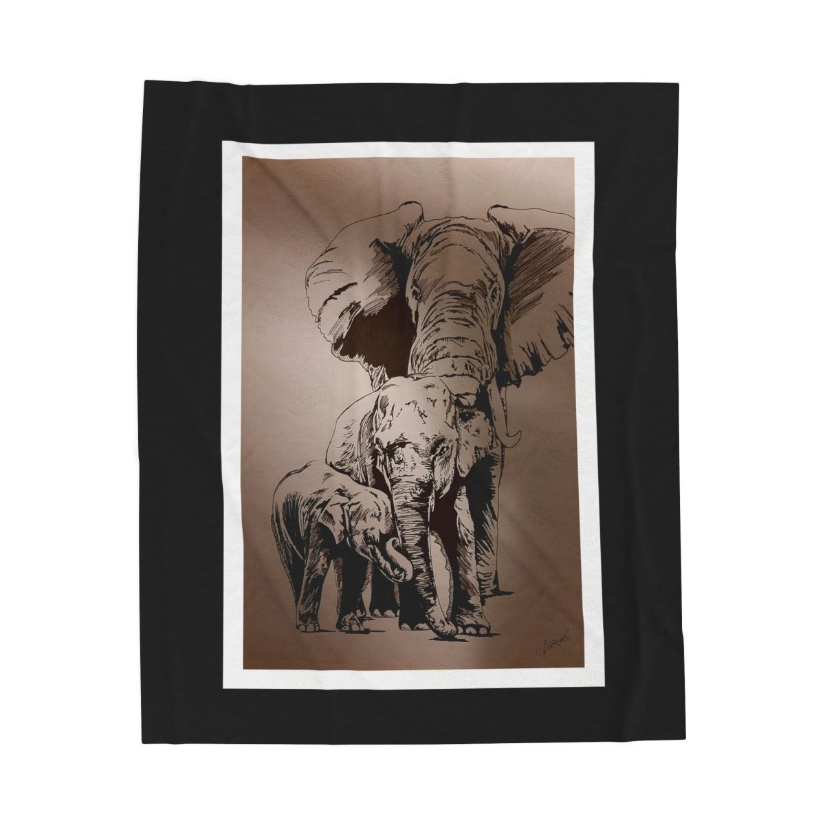 Cozy Elephant Velveteen Plush Blanket - Perfect for Nature Lovers - Curran Artworks