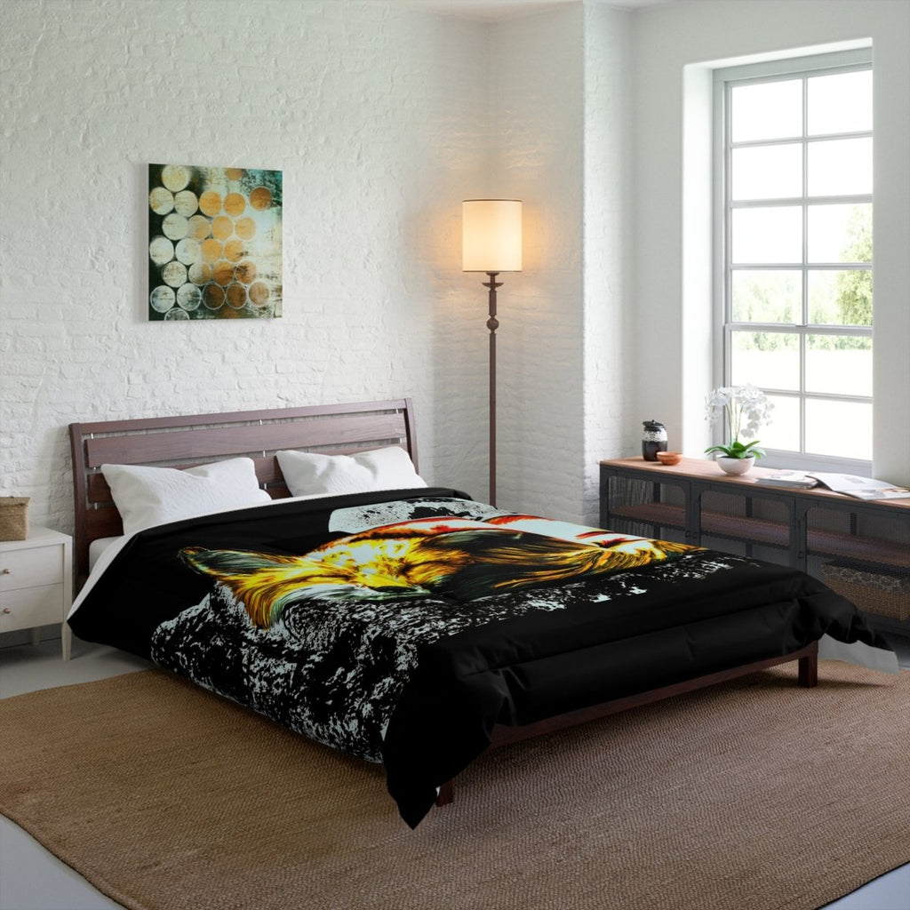 Cozy Fox Moon Comforter - Unique Bedroom Decor for Animal Lovers - Curran Artworks