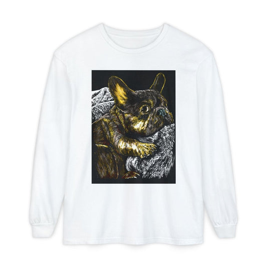 Cozy French Bulldog Long Sleeve T-Shirt | Unisex Apparel for Dog Lovers - Curran Artworks