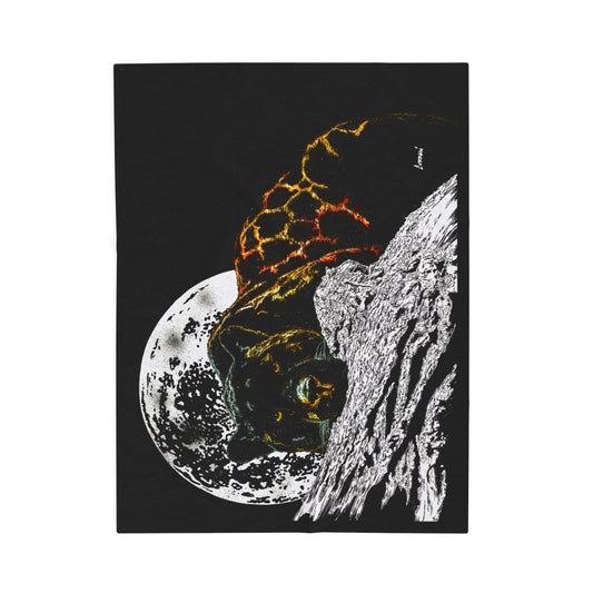 Cozy Velveteen Plush Blanket with Moonlit Panther Design - Curran Artworks