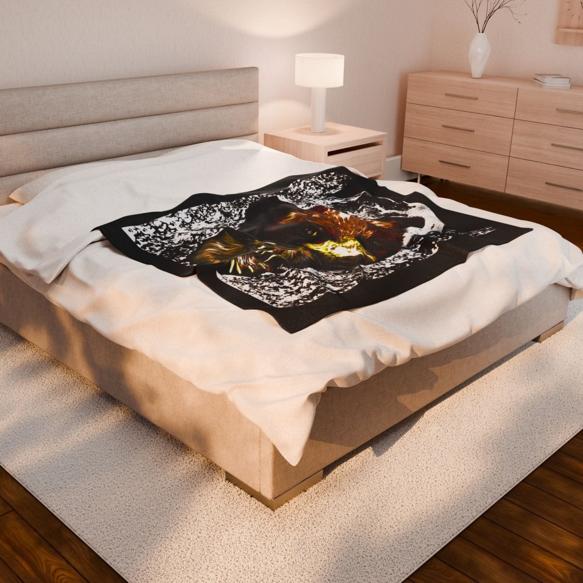 Cute Brown Bear Cub Cozy Velveteen Plush Blanket, Perfect for Winter Nights - Curran Artworks