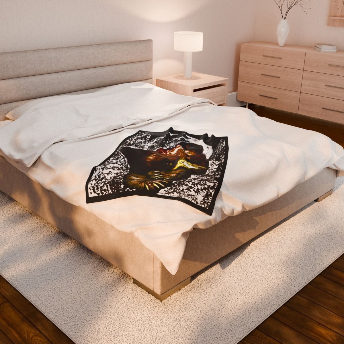 Cute Brown Bear Cub Cozy Velveteen Plush Blanket, Perfect for Winter Nights - Curran Artworks