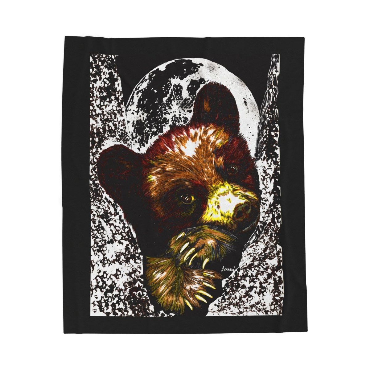 Cute Brown Bear Cub Cozy Velveteen Plush Blanket, Perfect for Winter Nights - Curran Artworks