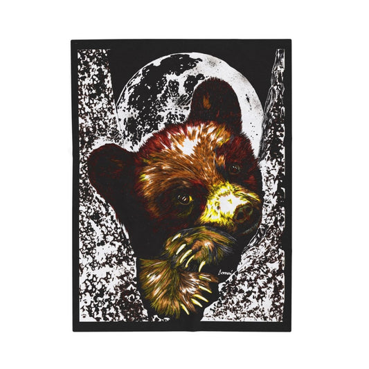 Cute Brown Bear Cub Cozy Velveteen Plush Blanket, Perfect for Winter Nights - Curran Artworks