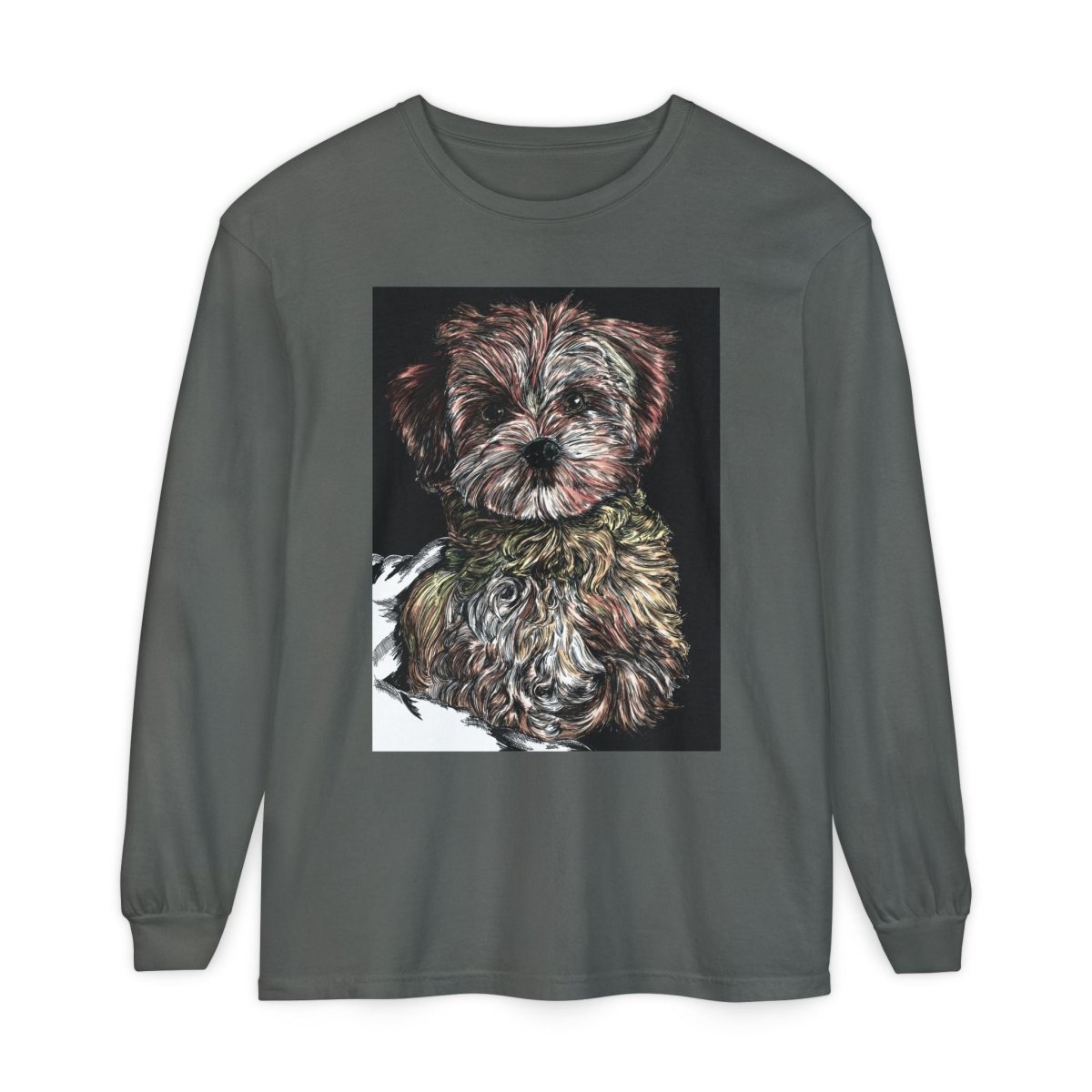 Cute Dog Art Long Sleeve T-Shirt for Pet Lovers - Curran Artworks