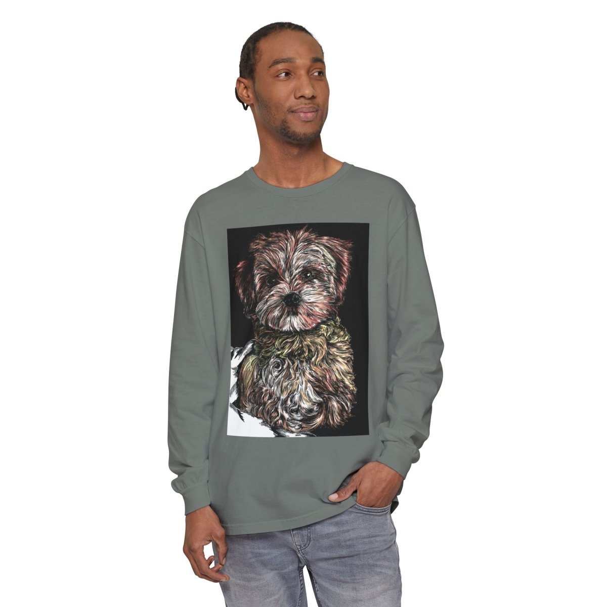 Cute Dog Art Long Sleeve T-Shirt for Pet Lovers - Curran Artworks