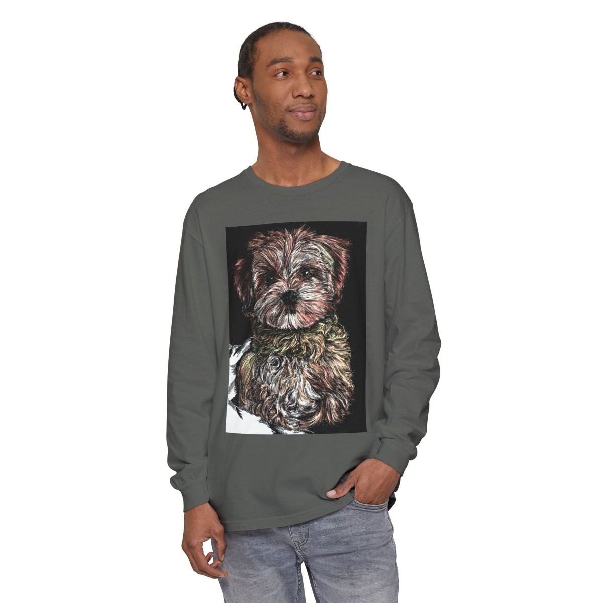 Cute Dog Art Long Sleeve T-Shirt for Pet Lovers - Curran Artworks