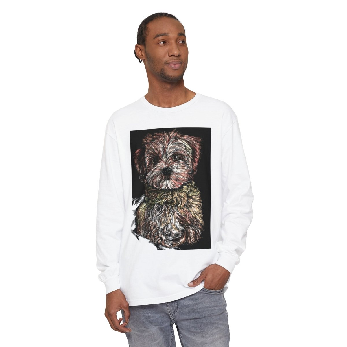 Cute Dog Art Long Sleeve T-Shirt for Pet Lovers - Curran Artworks