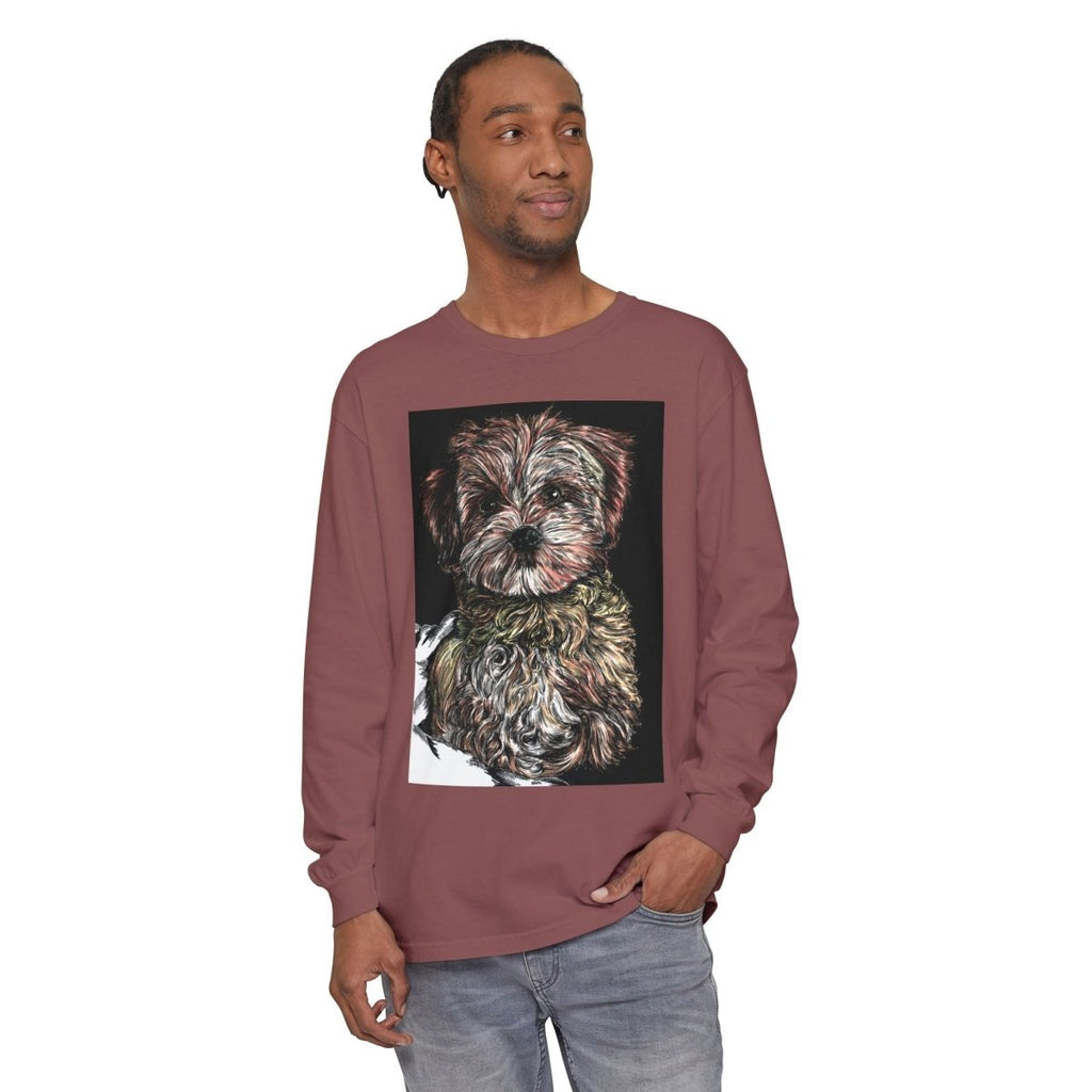 Cute Dog Art Long Sleeve T-Shirt for Pet Lovers - Curran Artworks
