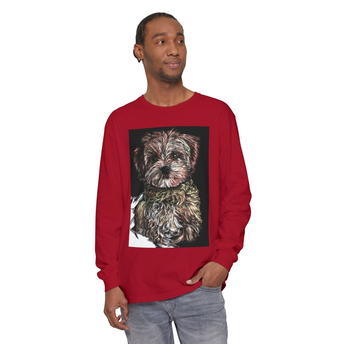 Cute Dog Art Long Sleeve T-Shirt for Pet Lovers - Curran Artworks