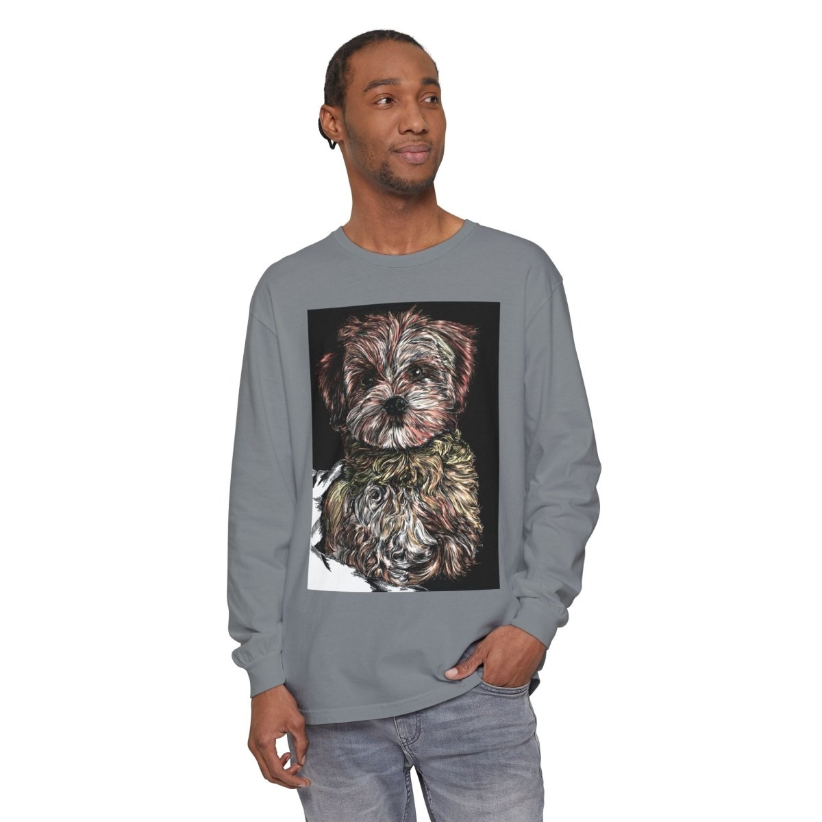 Cute Dog Art Long Sleeve T-Shirt for Pet Lovers - Curran Artworks