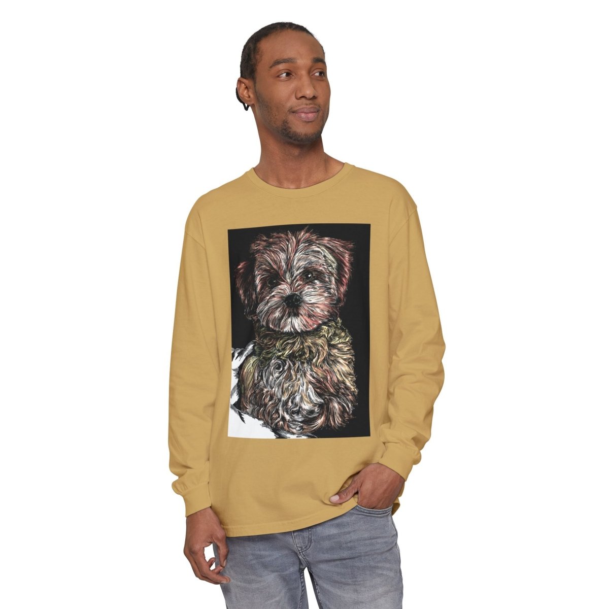 Cute Dog Art Long Sleeve T-Shirt for Pet Lovers - Curran Artworks