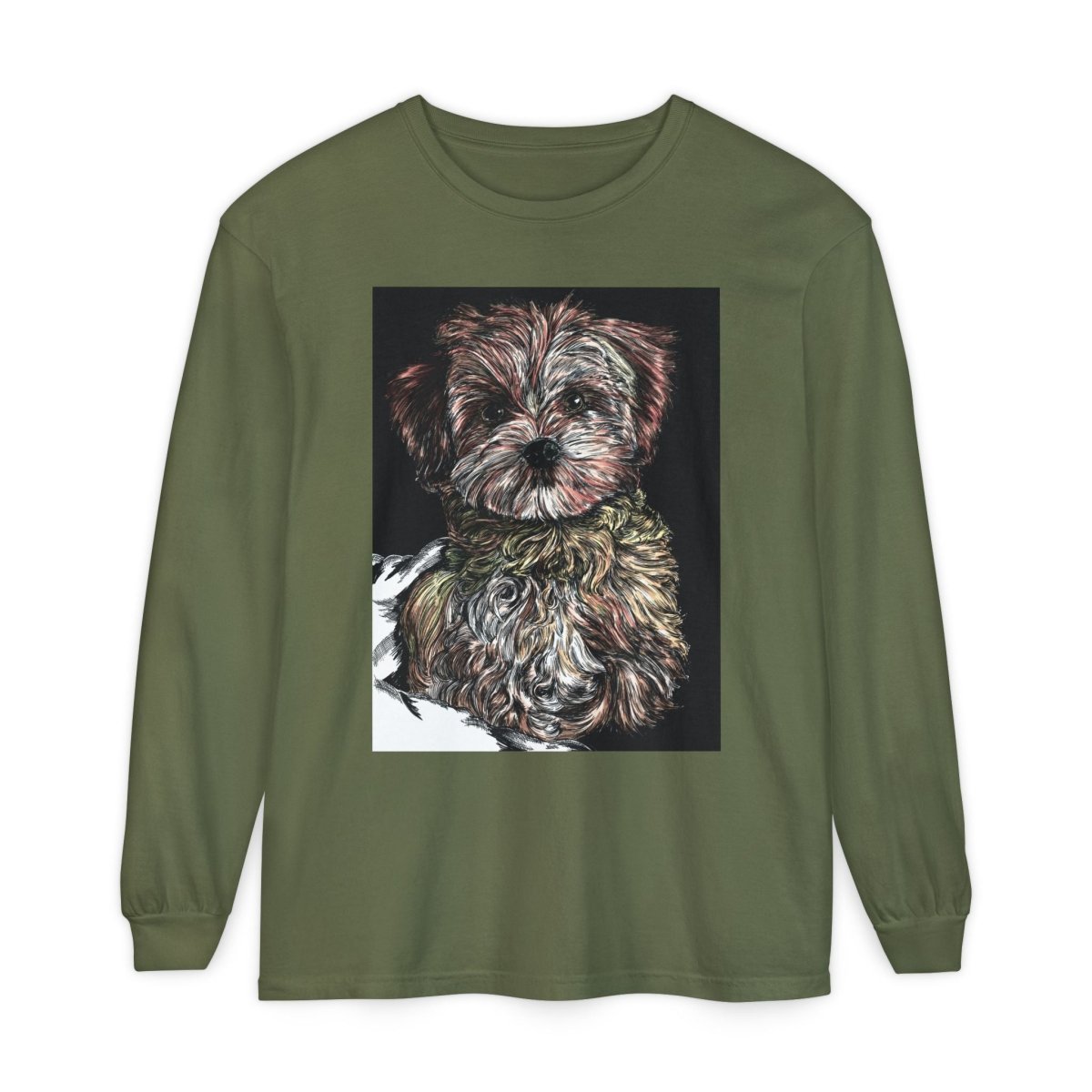 Cute Dog Art Long Sleeve T-Shirt for Pet Lovers - Curran Artworks