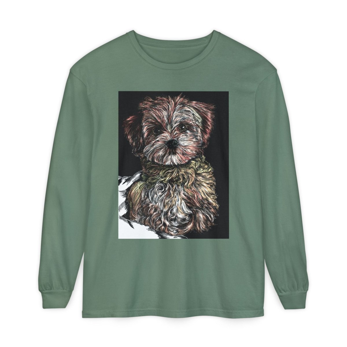 Cute Dog Art Long Sleeve T-Shirt for Pet Lovers - Curran Artworks