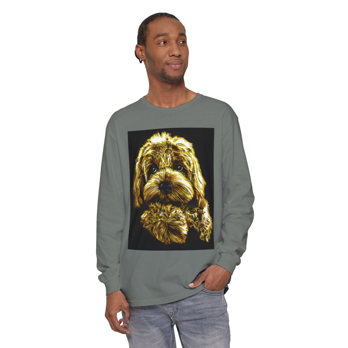 Cute Dog Art Long Sleeve T-Shirt - Unisex Dog Lover Gift - Curran Artworks