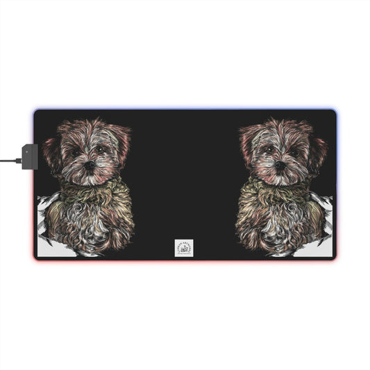 Cute Dog LED Gaming Mouse Pad - RGB Lighted Desk Mat - Curran Artworks