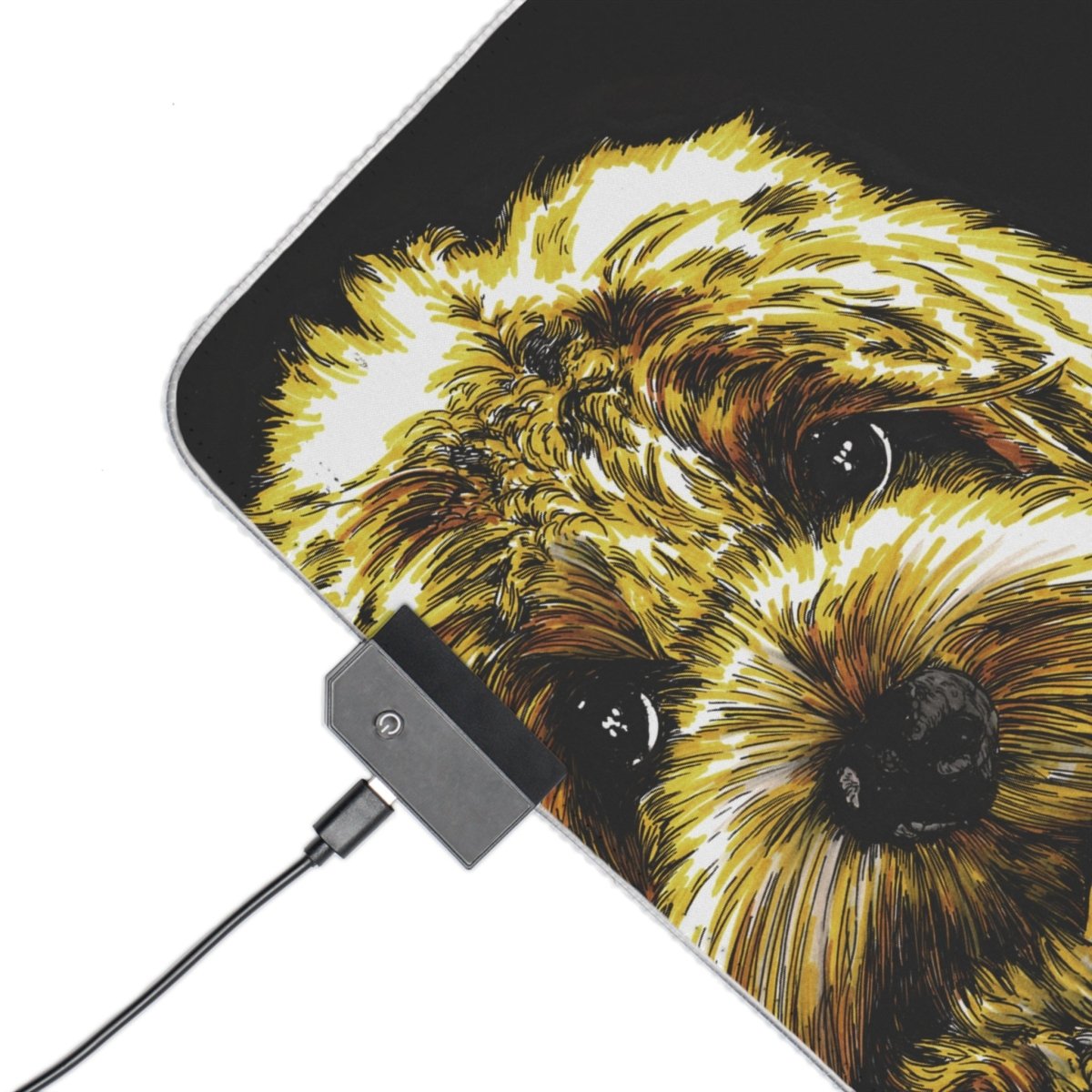 Cute Goldendoodle LED Gaming Mouse Pad - Dog Design for Gamers - Curran Artworks
