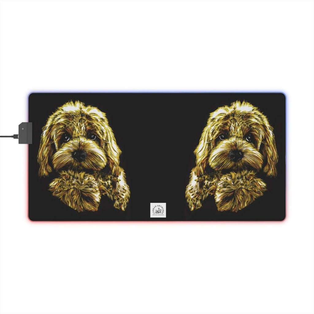 Cute Goldendoodle LED Gaming Mouse Pad - Dog Design for Gamers - Curran Artworks