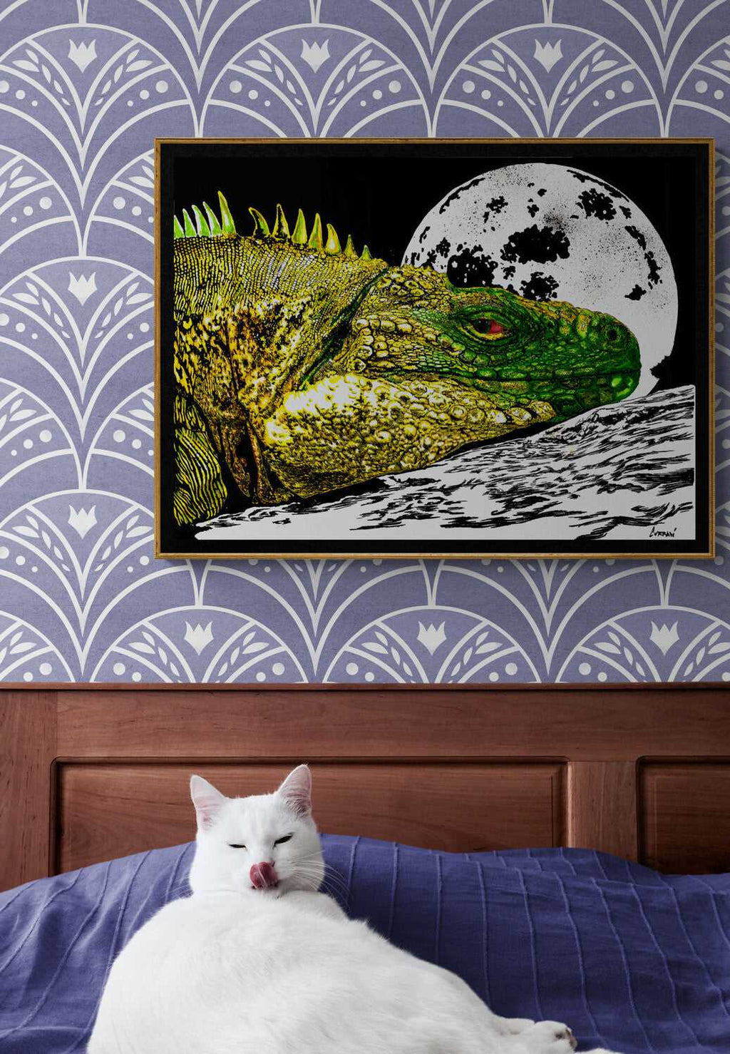 Discover the allure of Moonlit Stillness – Original Hand-Drawn Reptile art, a unique masterpiece that captures beauty in the stillness.