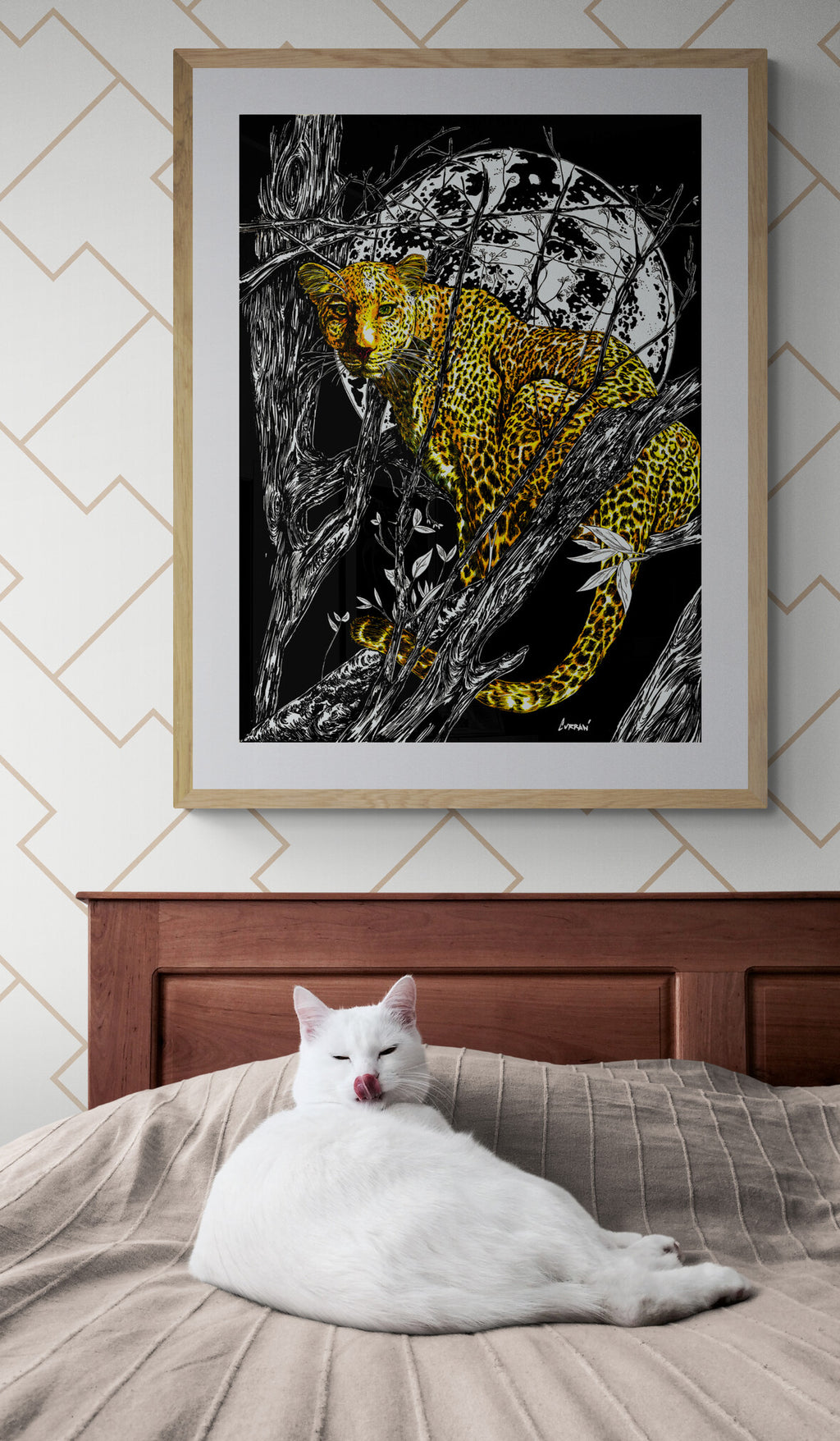 Cheetah 1 Wall Art Poster, Hand Drawn Art by Kris Curran