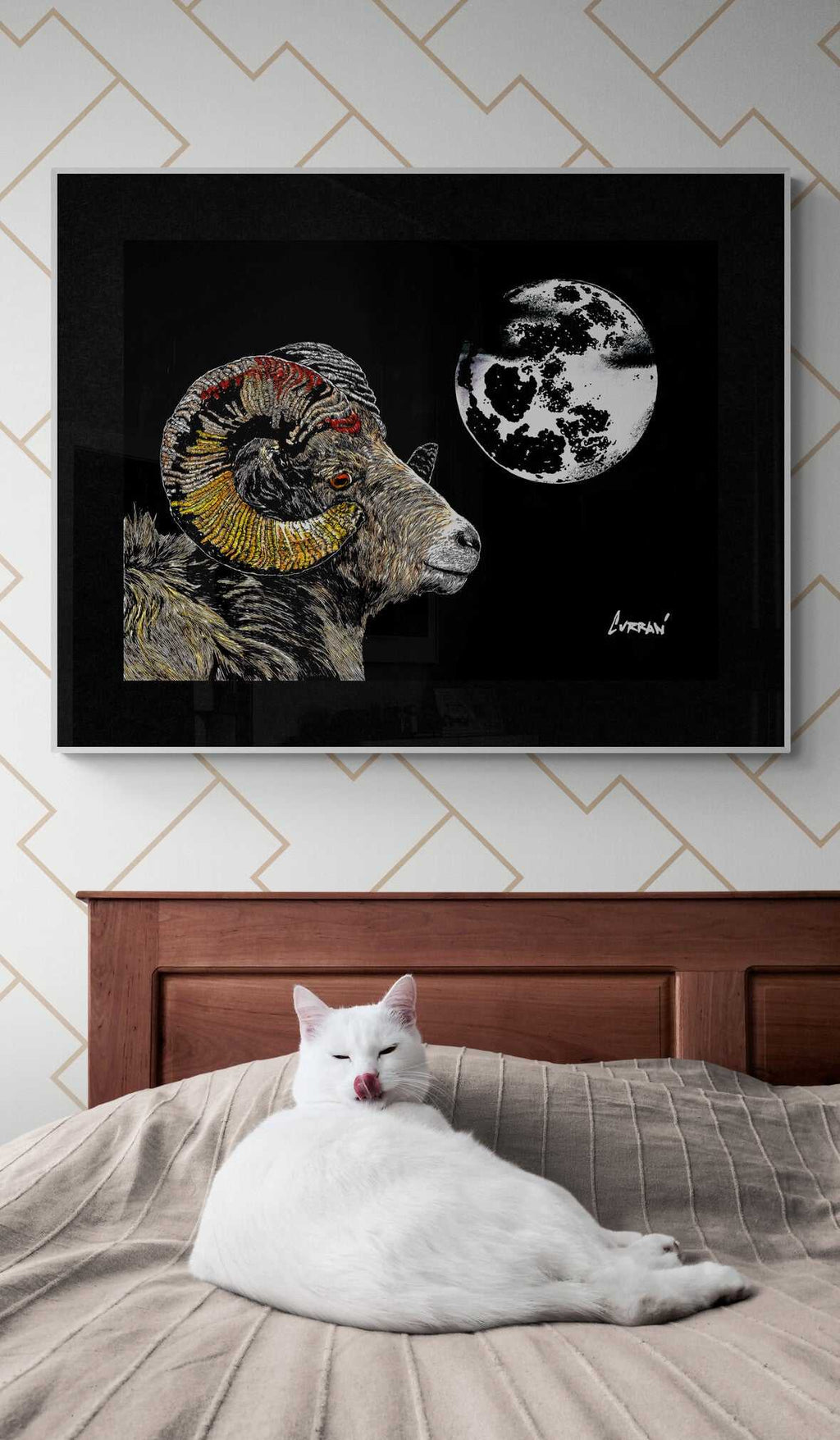 Mountain Ram Original Hand Drawn Wall Art Poster