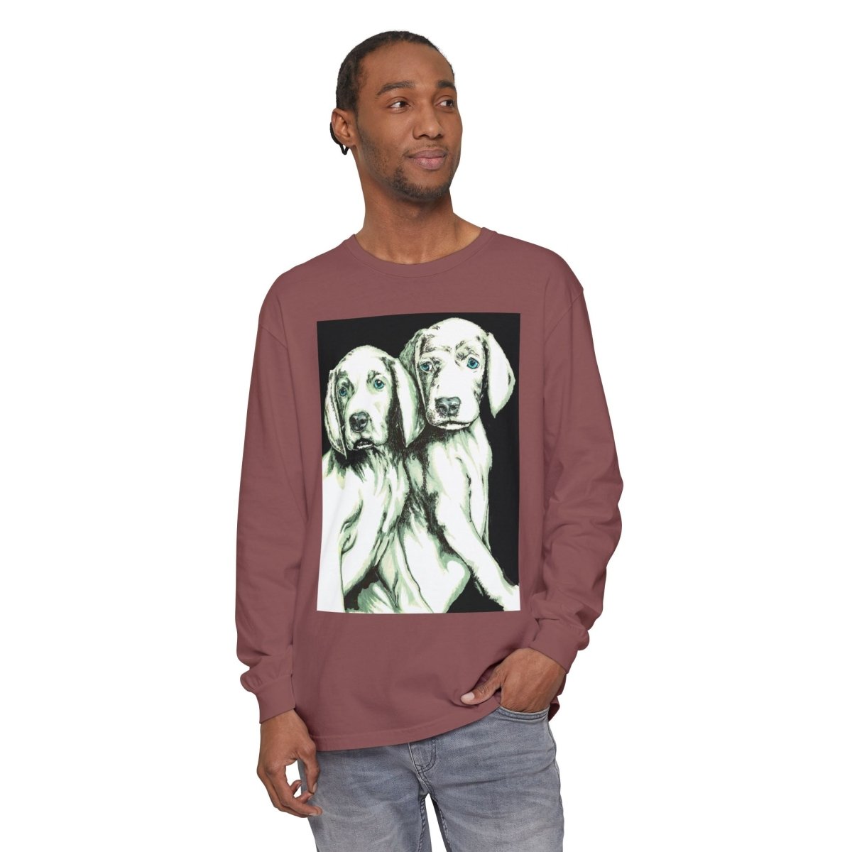 Dog Lover's Long Sleeve T-Shirt - Cute Puppy Illustration - Perfect Gift - Curran Artworks