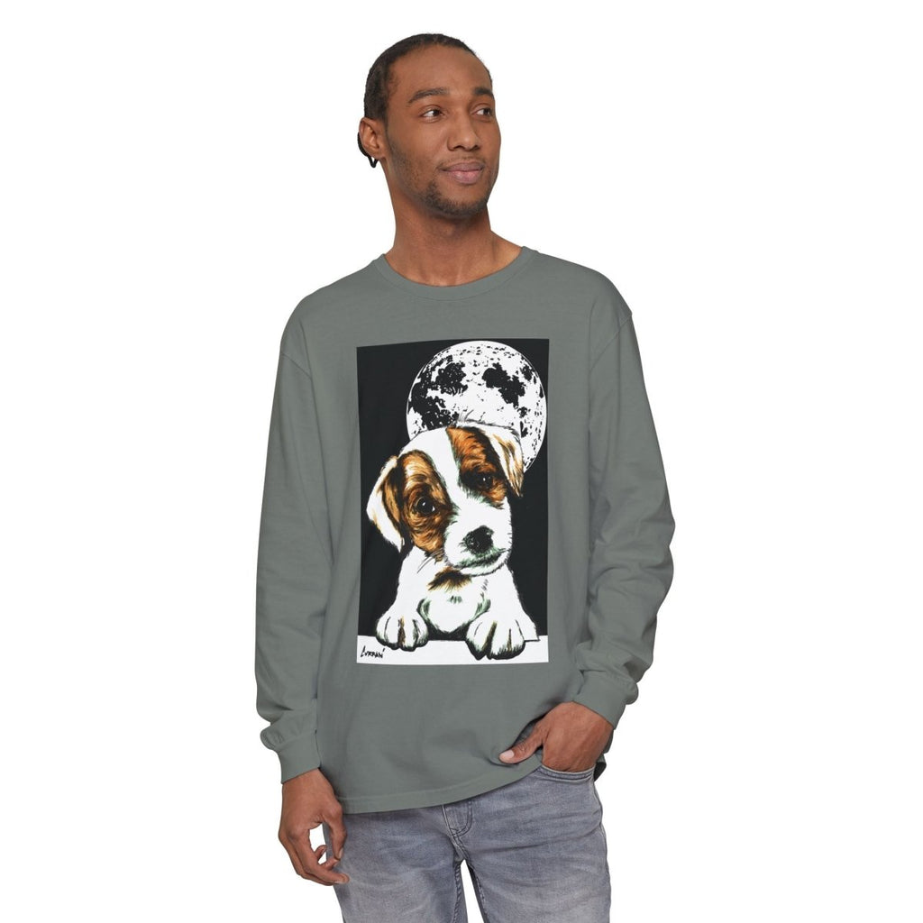 Dog Moon Long Sleeve T-Shirt Eco - Friendly Unisex - Perfect Gift for Pet Lovers - Curran Artworks