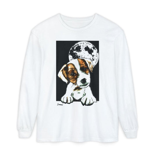 Dog Moon Long Sleeve T-Shirt Eco - Friendly Unisex - Perfect Gift for Pet Lovers - Curran Artworks
