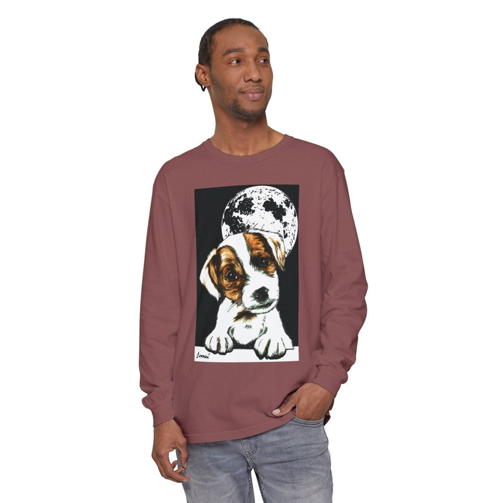 Dog Moon Long Sleeve T-Shirt Eco - Friendly Unisex - Perfect Gift for Pet Lovers - Curran Artworks