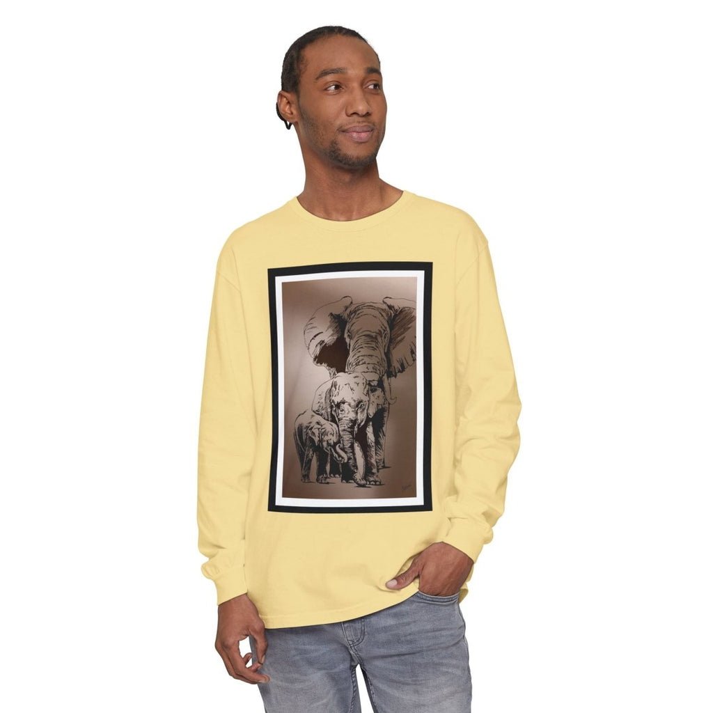 Eco - Friendly Elephant Art Long Sleeve T-Shirt for Animal Lovers - Curran Artworks