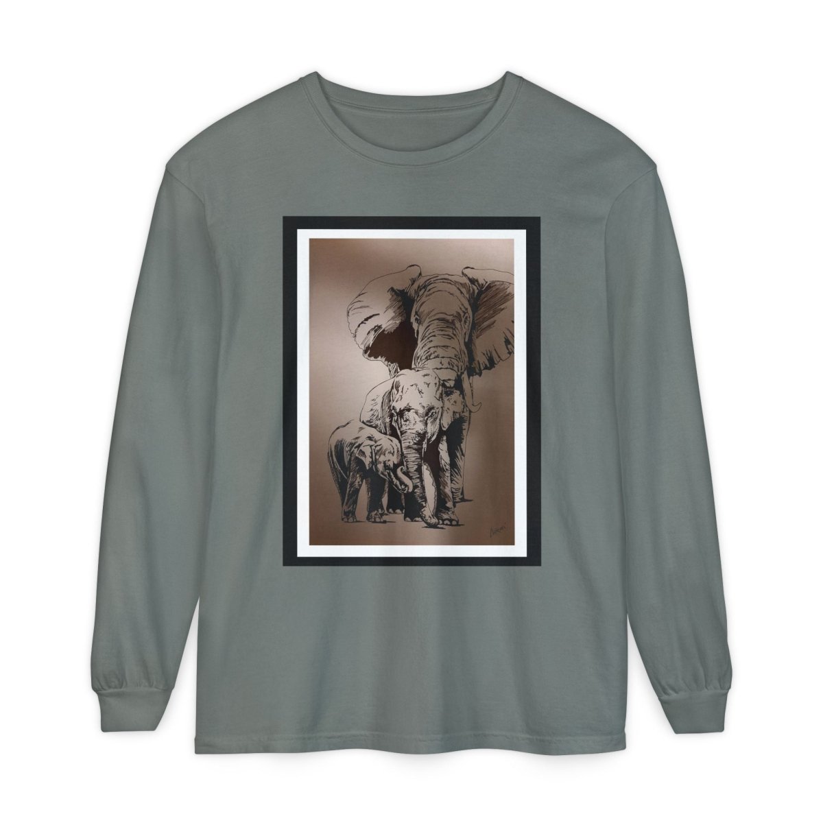 Eco - Friendly Elephant Art Long Sleeve T-Shirt for Animal Lovers - Curran Artworks
