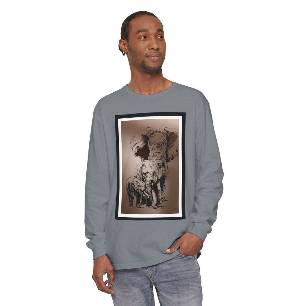 Eco - Friendly Elephant Art Long Sleeve T-Shirt for Animal Lovers - Curran Artworks