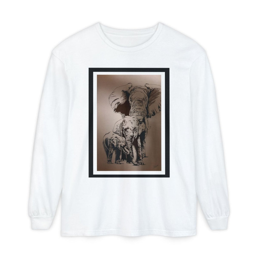 Eco - Friendly Elephant Art Long Sleeve T-Shirt for Animal Lovers - Curran Artworks