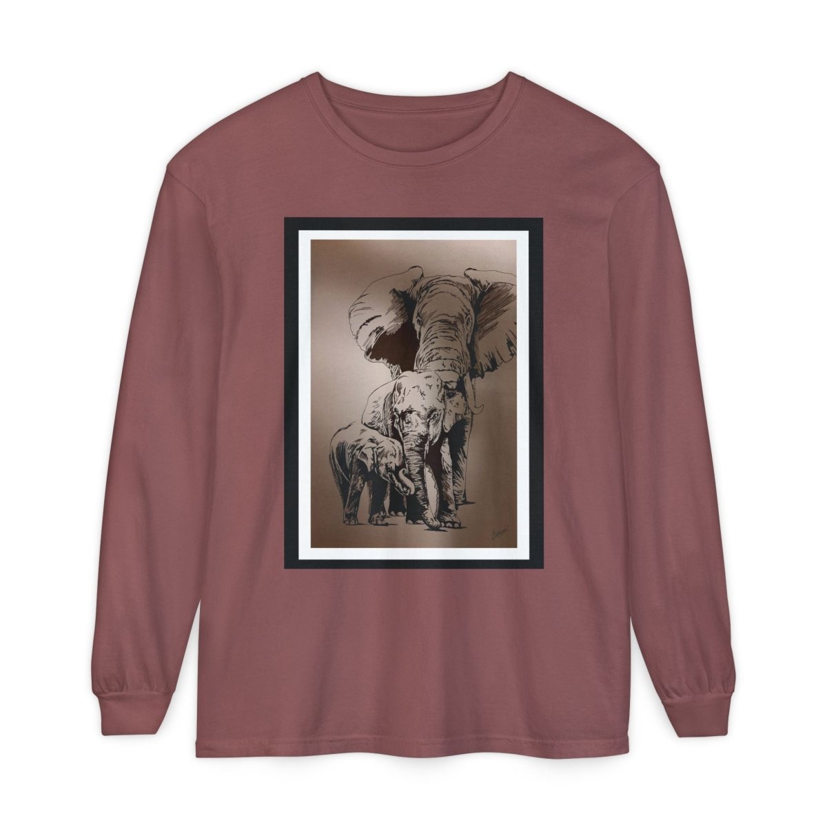 Eco - Friendly Elephant Art Long Sleeve T-Shirt for Animal Lovers - Curran Artworks