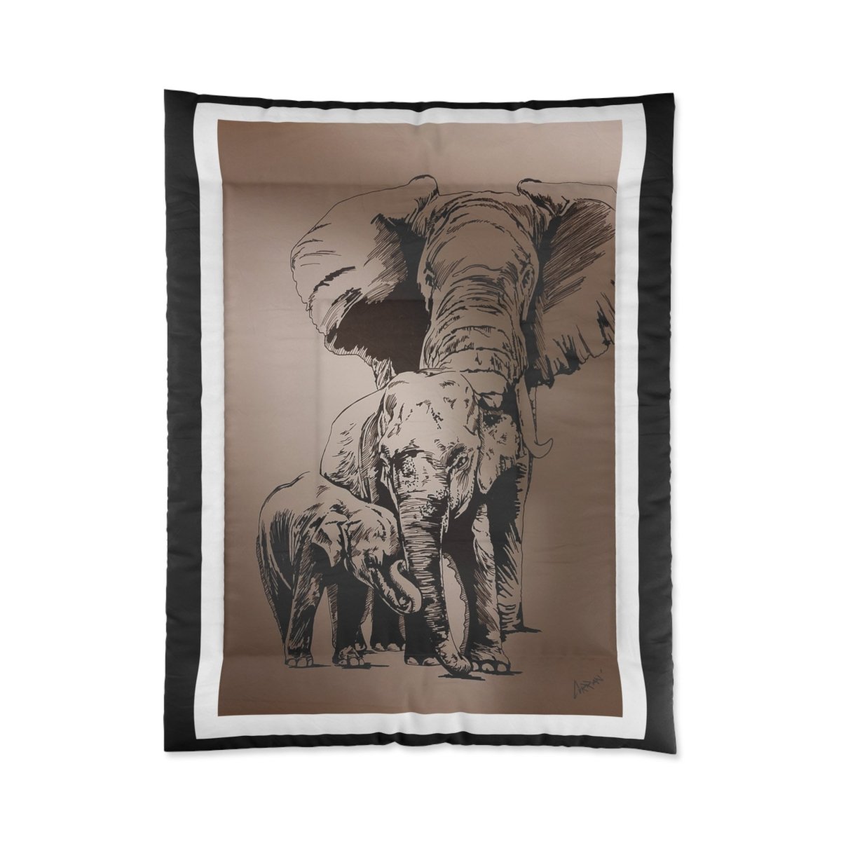 Elegant Elephant Comforter - Cozy Vintage Animal Bedding - Curran Artworks