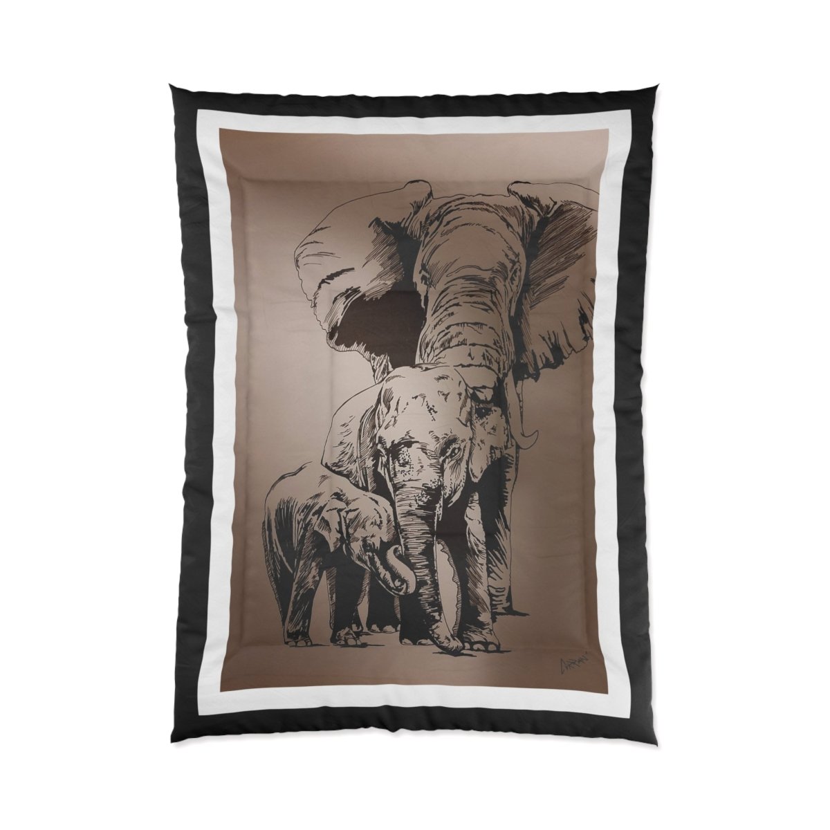 Elegant Elephant Comforter - Cozy Vintage Animal Bedding - Curran Artworks
