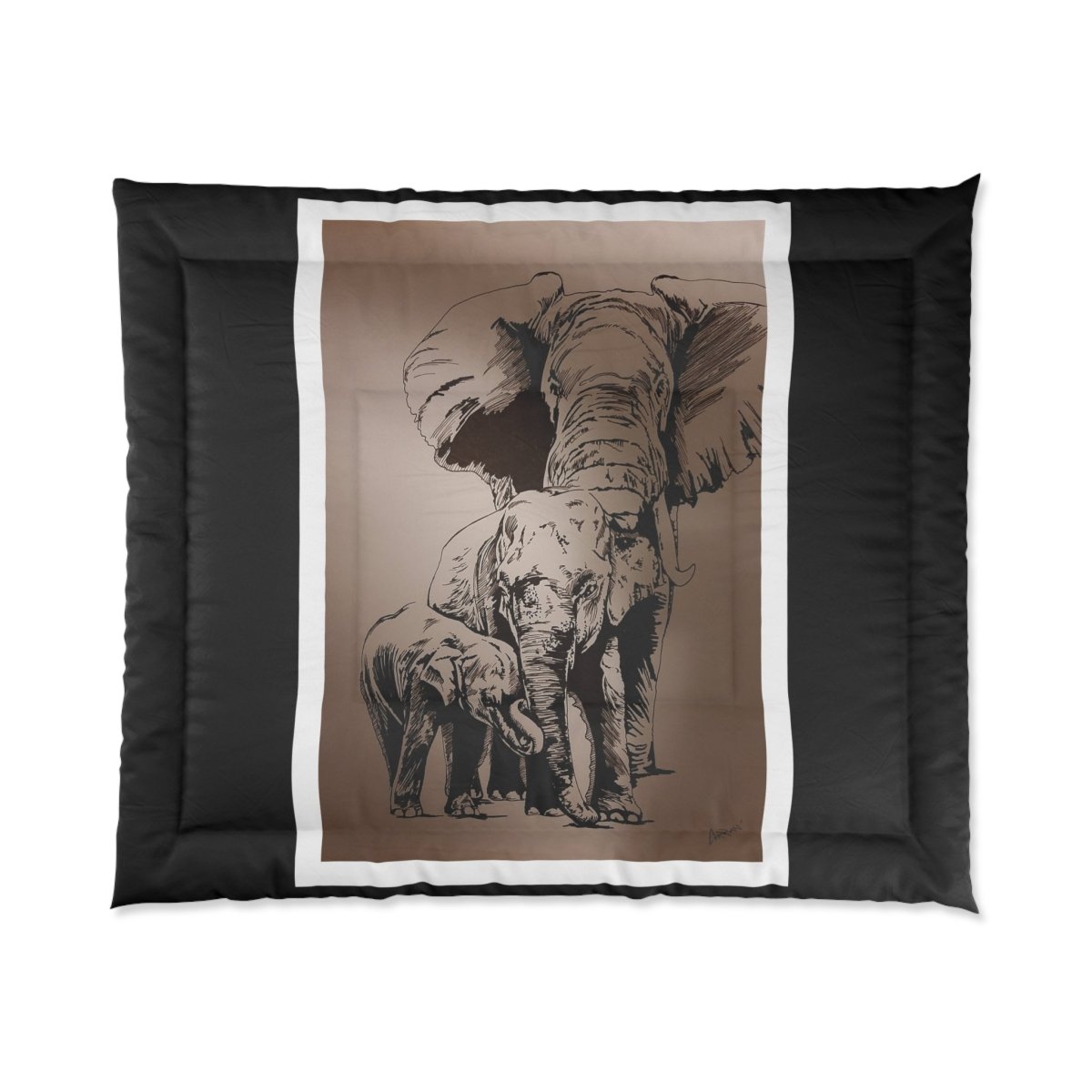 Elegant Elephant Comforter - Cozy Vintage Animal Bedding - Curran Artworks