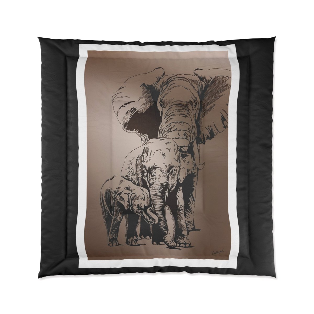 Elegant Elephant Comforter - Cozy Vintage Animal Bedding - Curran Artworks