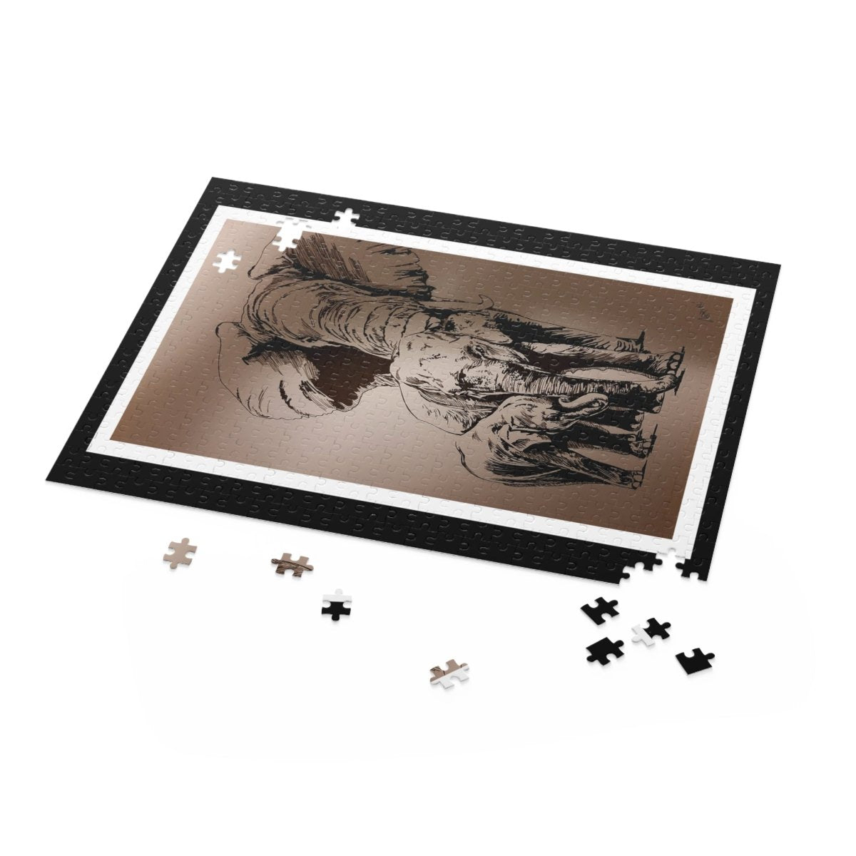 Elephant Family Puzzle, Perfect for Wildlife Lovers & Family Game Nights - Curran Artworks
