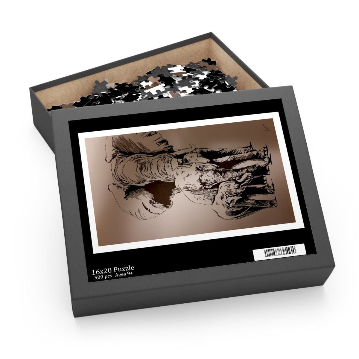 Elephant Family Puzzle, Perfect for Wildlife Lovers & Family Game Nights - Curran Artworks