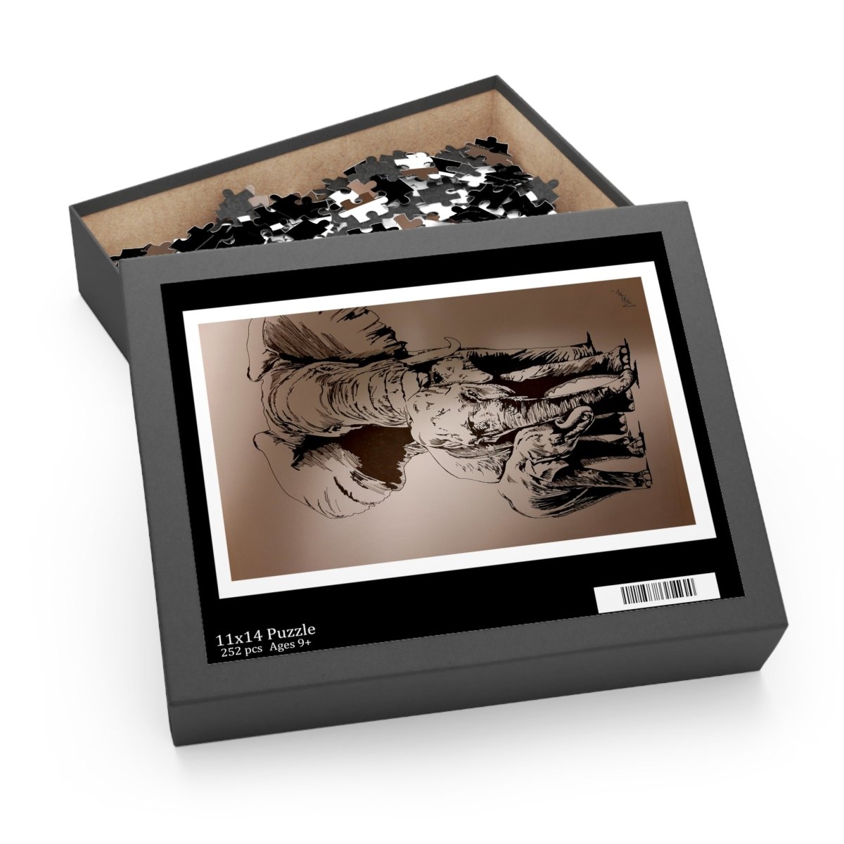 Elephant Family Puzzle, Perfect for Wildlife Lovers & Family Game Nights - Curran Artworks