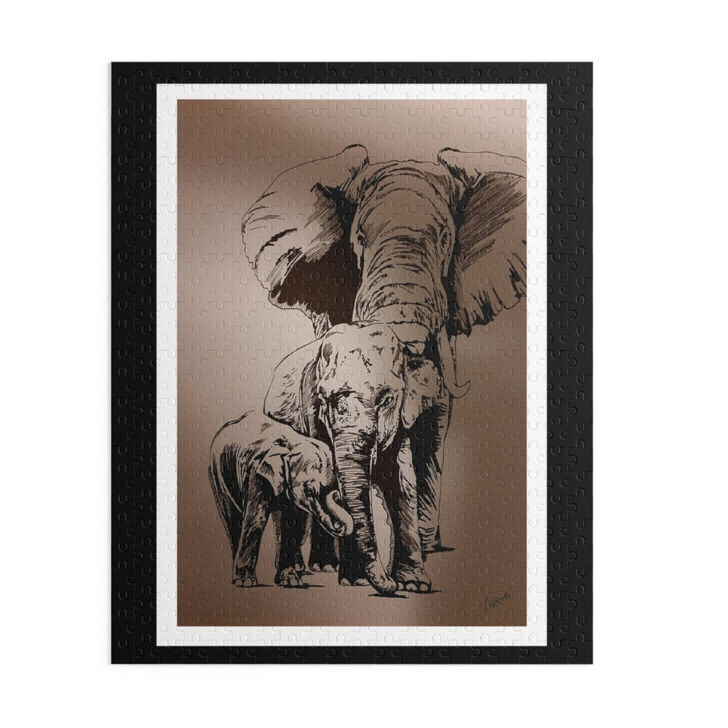 Elephant Family Puzzle, Perfect for Wildlife Lovers & Family Game Nights - Curran Artworks