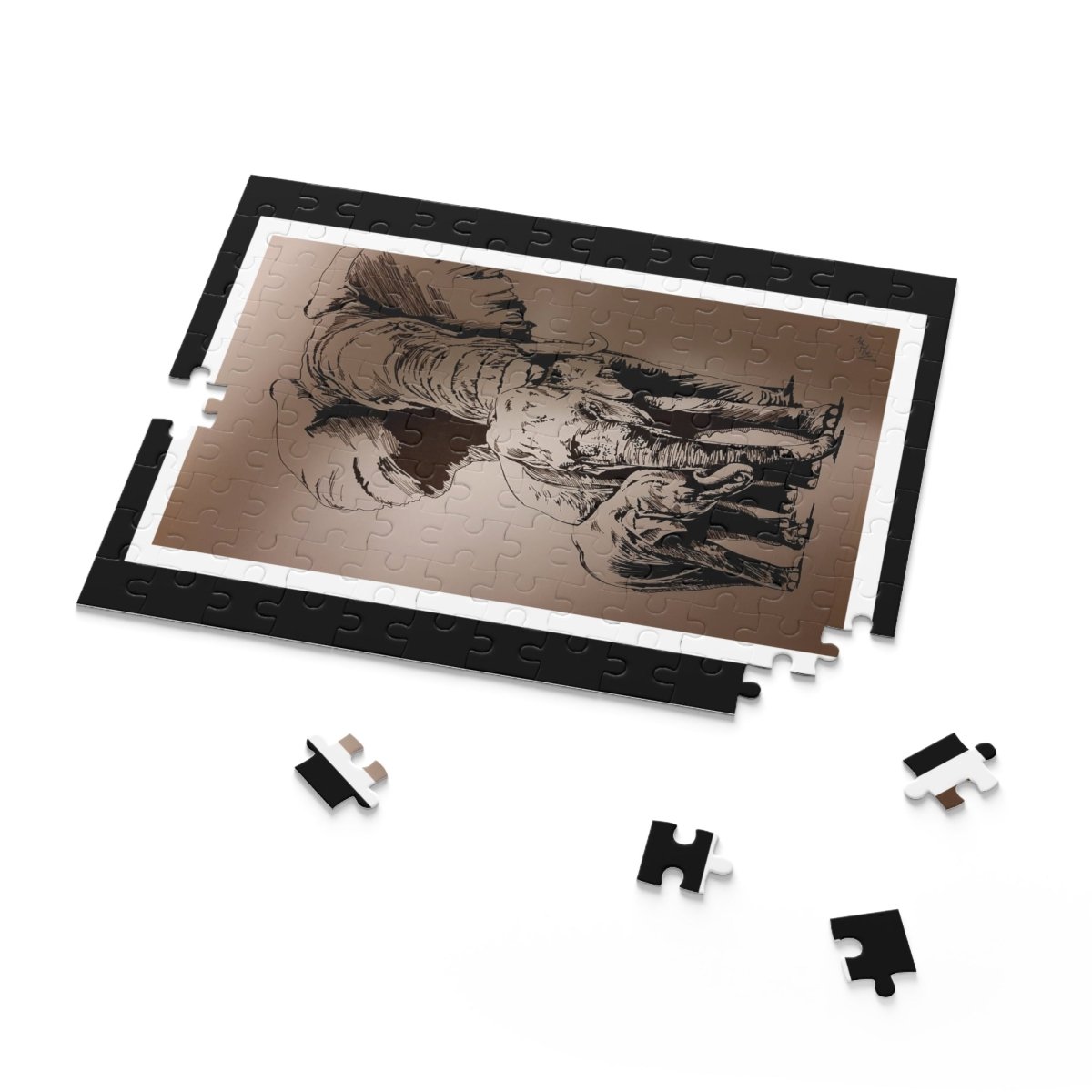 Elephant Family Puzzle, Perfect for Wildlife Lovers & Family Game Nights - Curran Artworks