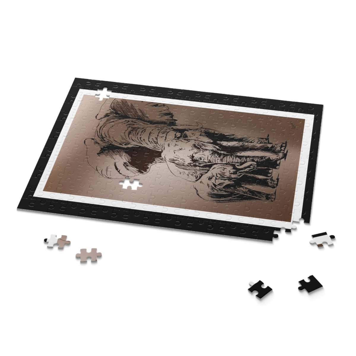 Elephant Family Puzzle, Perfect for Wildlife Lovers & Family Game Nights - Curran Artworks