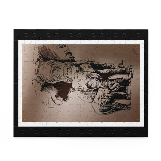 Elephant Family Puzzle, Perfect for Wildlife Lovers & Family Game Nights - Curran Artworks